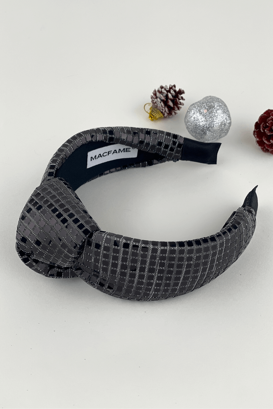 Black Square Sequin Padded Headband