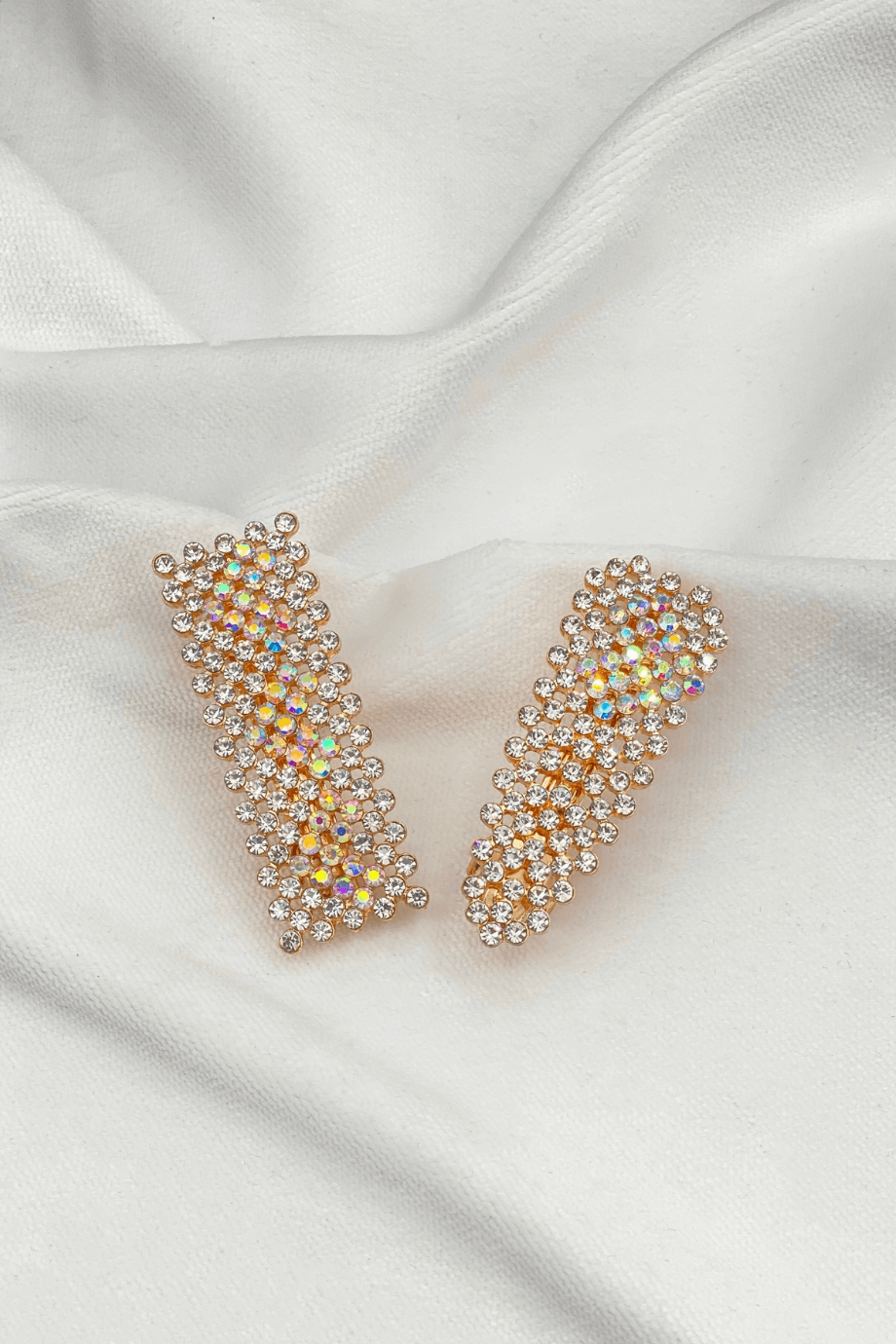 Crystal Hair Barrette Set Gold