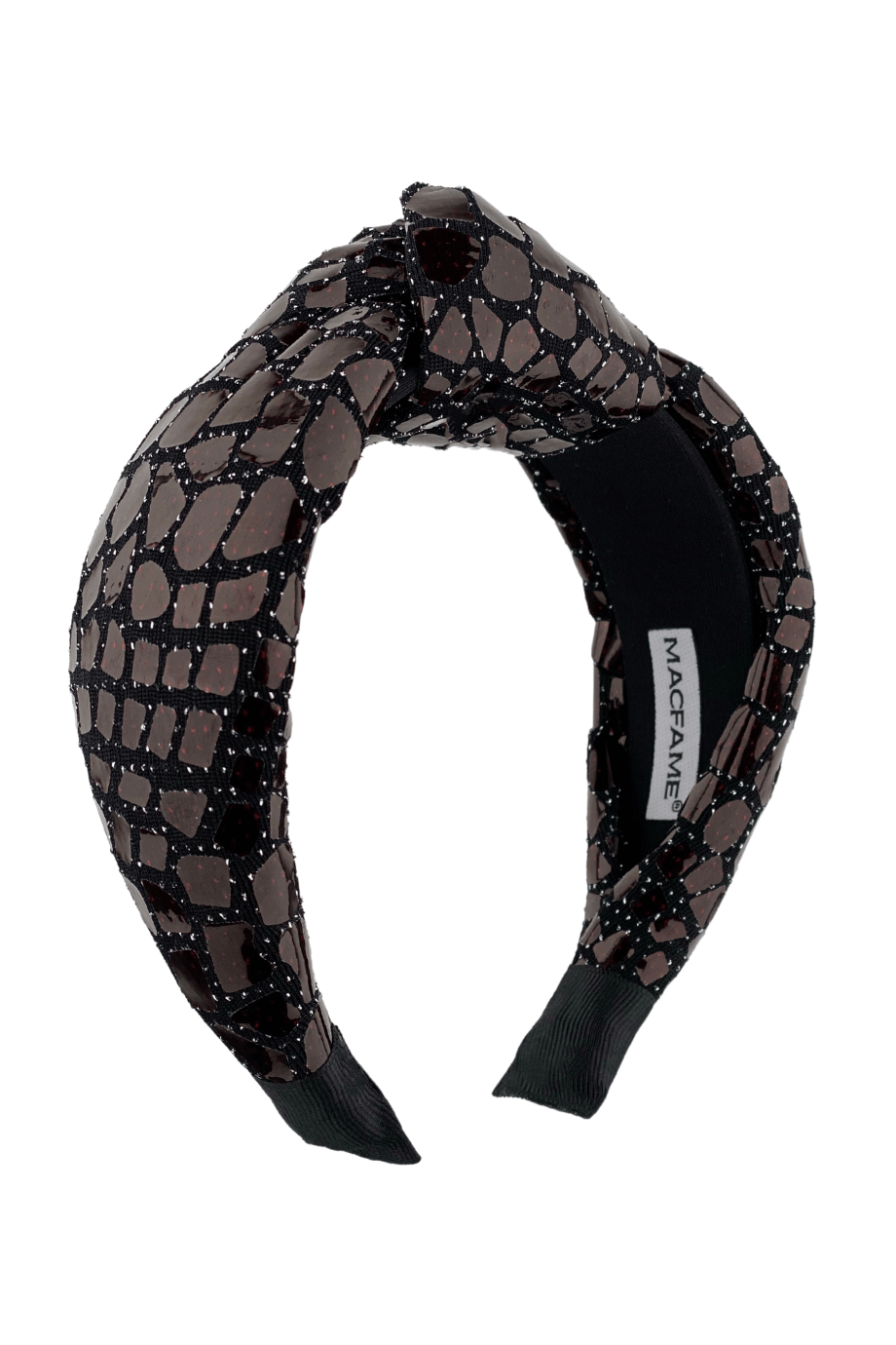 Crocodile Pattern Padded Headband Burgundy