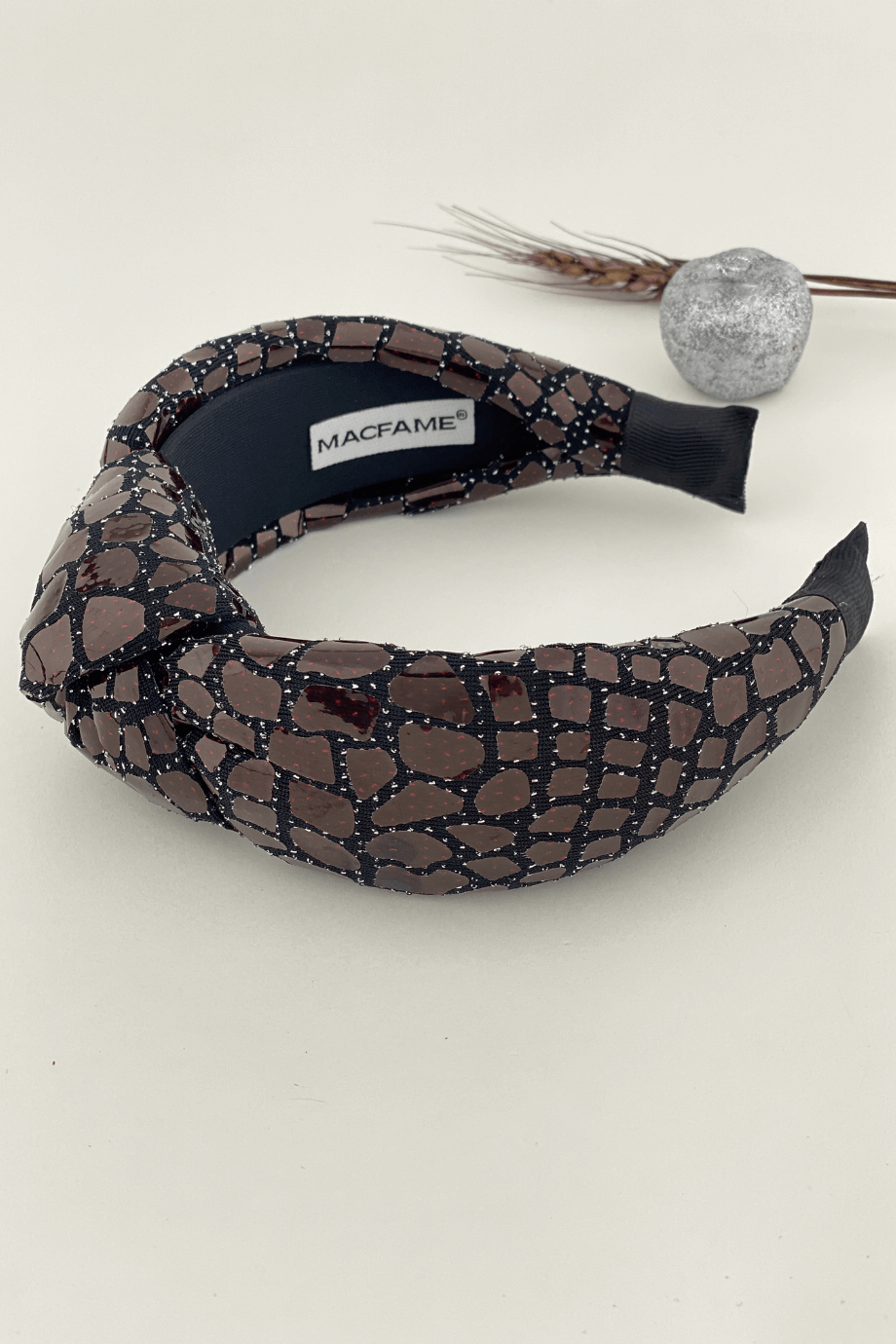 Crocodile Pattern Padded Headband Burgundy