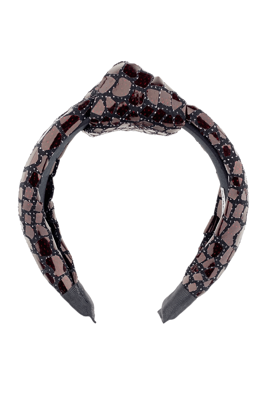 Crocodile Pattern Padded Headband Burgundy