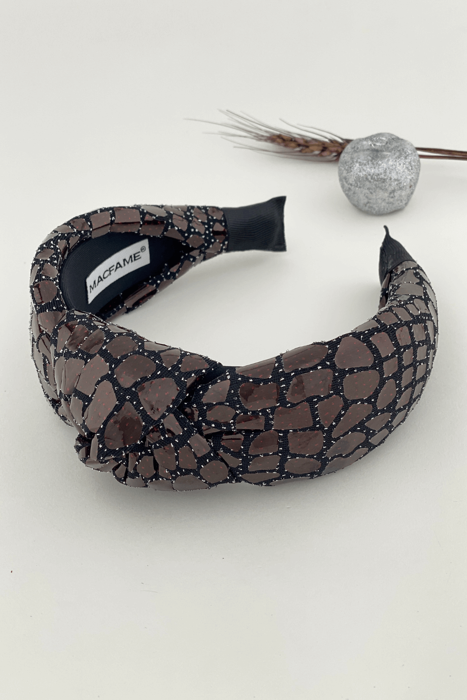 Crocodile Pattern Padded Headband Burgundy