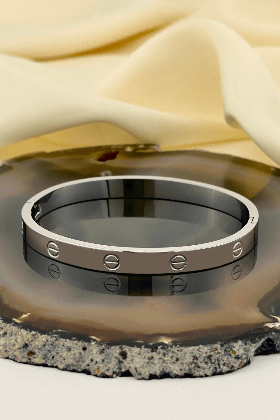 Screw Style Silver Bangle Bracelet