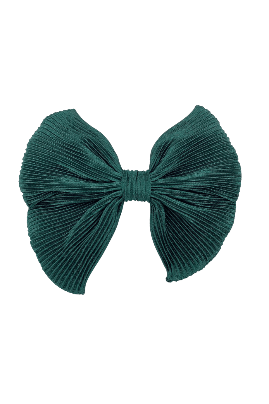 Green Pleated Bow Hair Clip