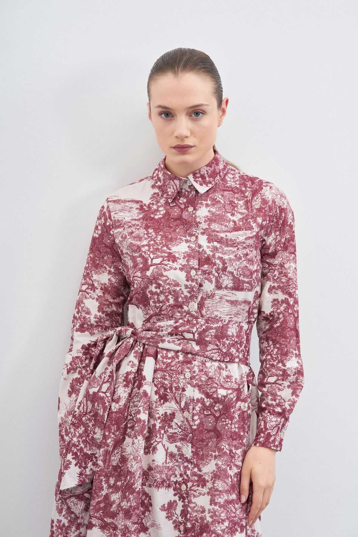 LADY DESENLİ VUAL ELBİSE BORDO