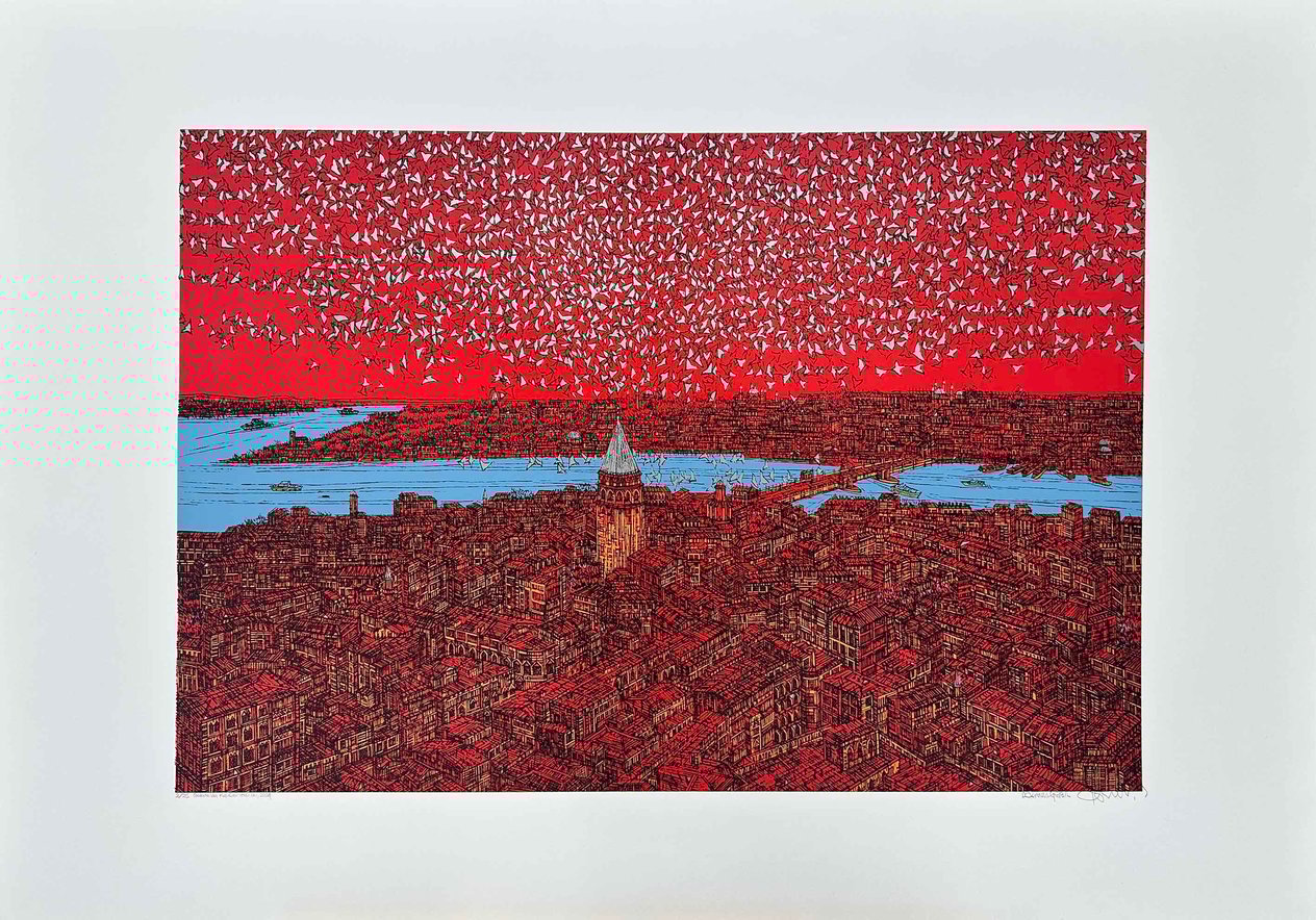 Galata'da Kuş Esintisi (e) 2/25 | DEVRİM ERBİL SERİGRAFİ BASKI