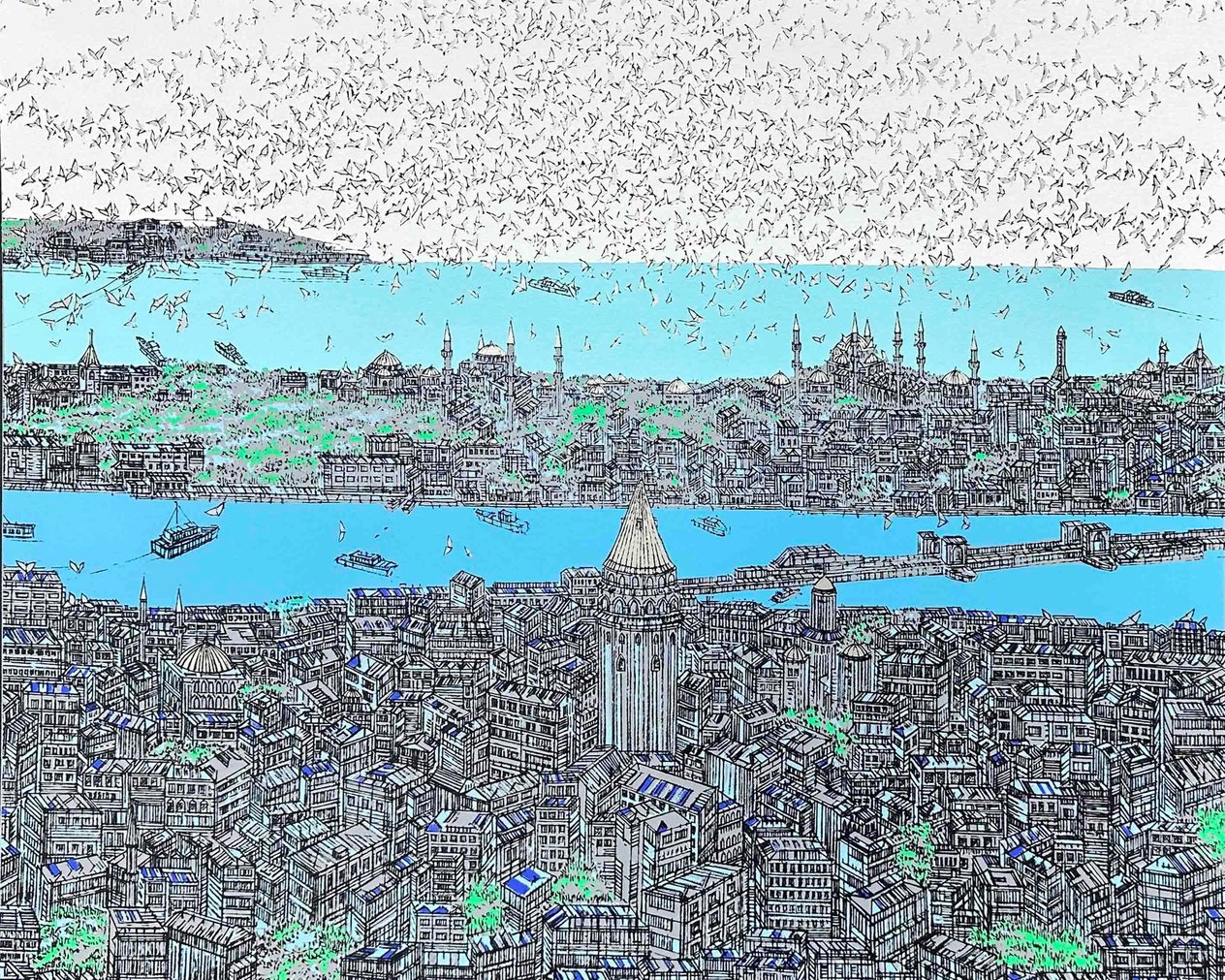 Galata'dan Yarımada'ya Bakış (c) 6/25 | DEVRİM ERBİL SERİGRAFİ BASKI