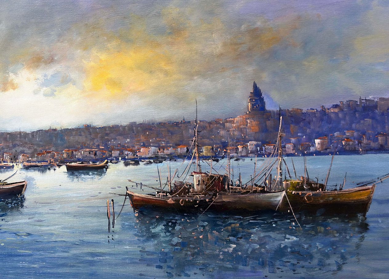 Sandallar ve Galata | Yağlı Boya Tablo
