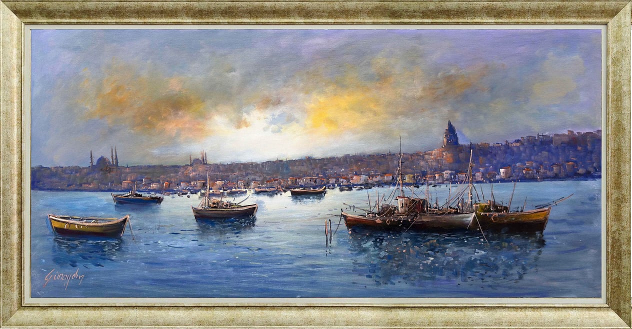 Sandallar ve Galata | Yağlı Boya Tablo