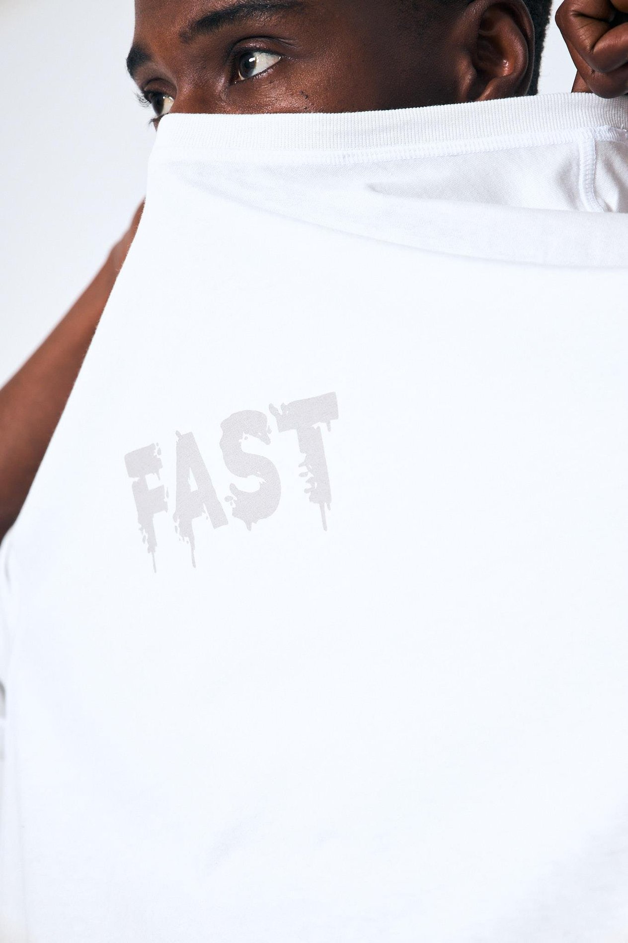 “Assymetric” Ön Baskılı Asimetrik Dikişli Oversize - Beyaz