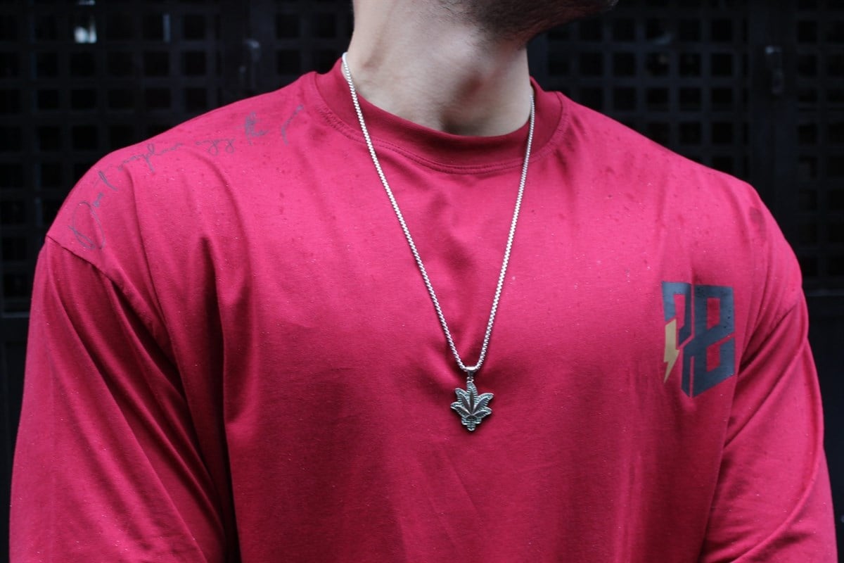 Fast Effect Omuz Göğüs Baskılı Bordo Oversize T-shirt