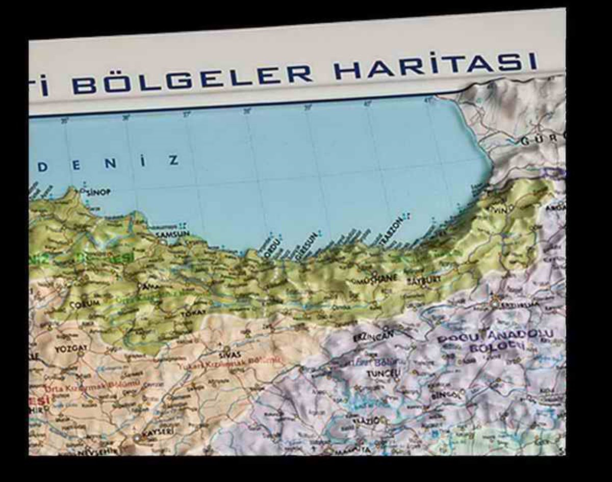 Gürbüz 25031 Kabartmali Türkiye Bölgeler Harita 35Cmx50Cm   