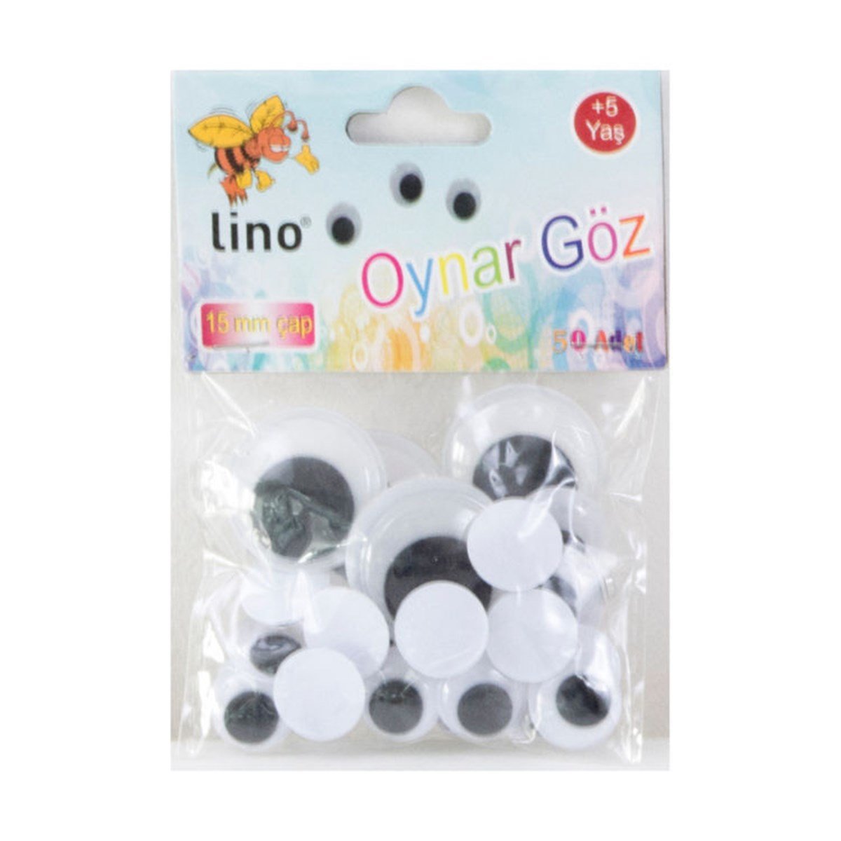Lino Rbz-117 Oynar Göz Karisik Boy Siyah Beyaz 50Li Paket 
