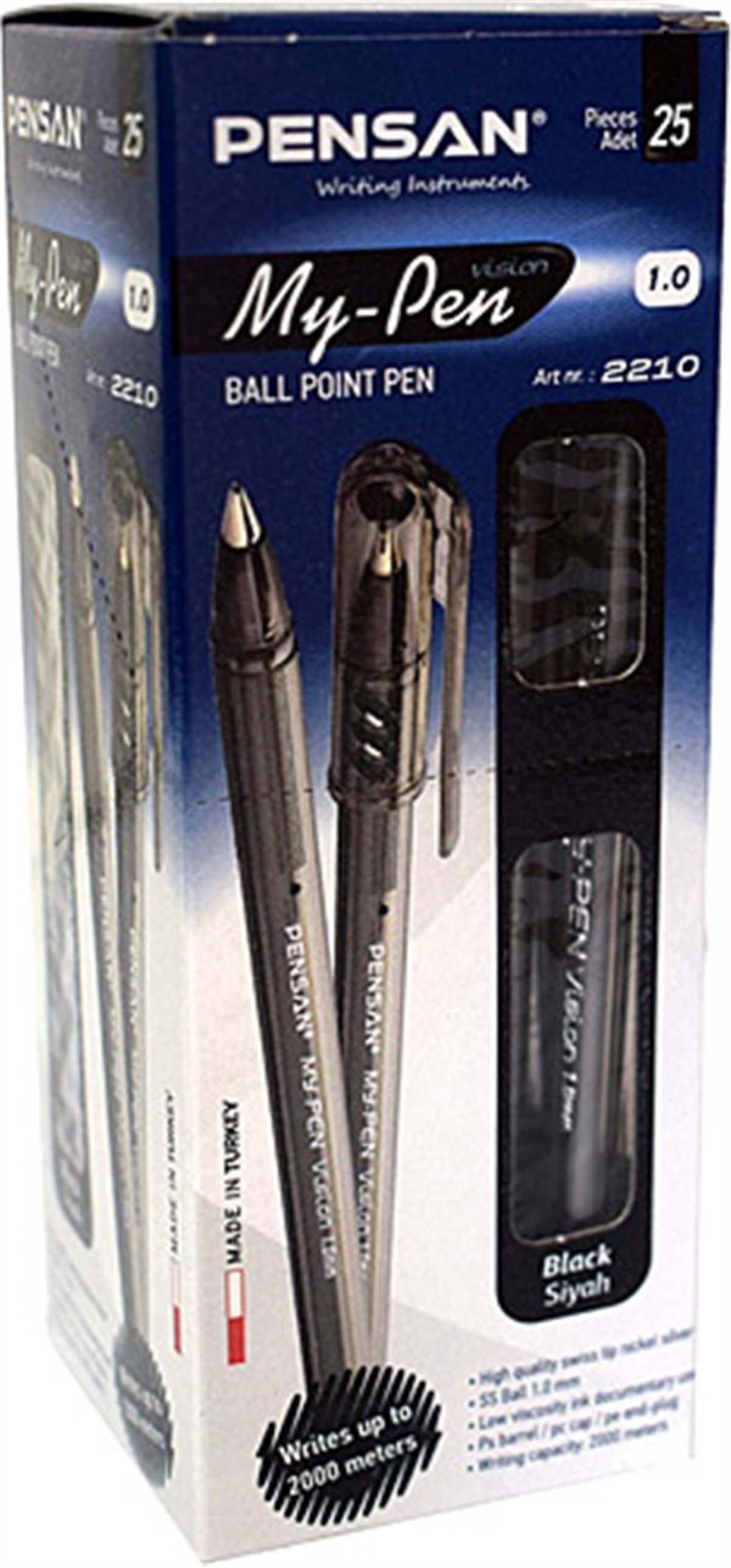 Pensan 2210 Mypen Tükenmez Kalem Siyah 1Mm 25Li Paket 