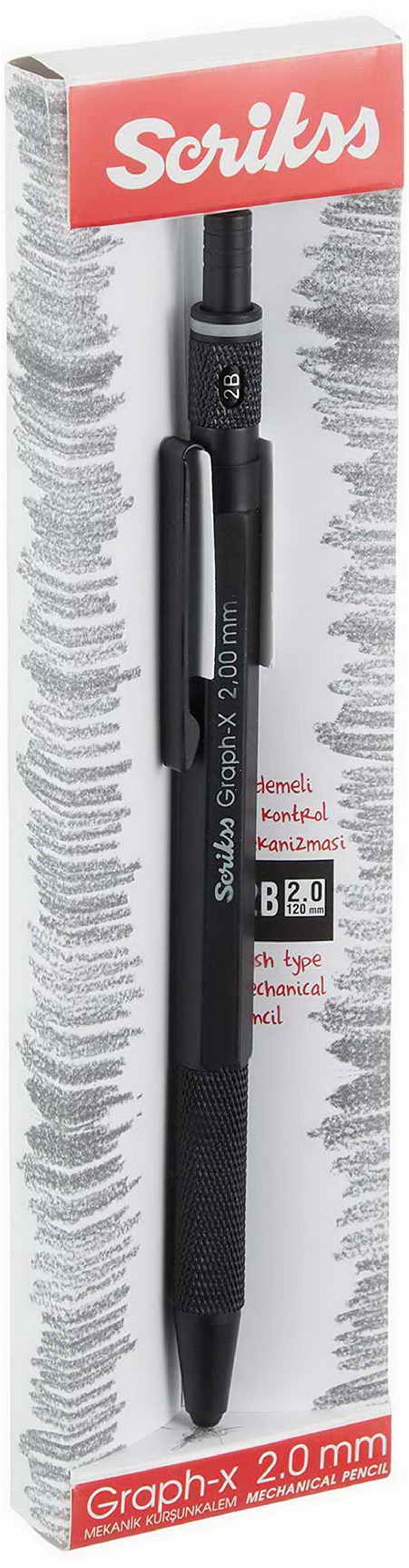 Scrikss Graph-X Metal Versatil 2.00 Mm Siyah Seffaf Ambalaj