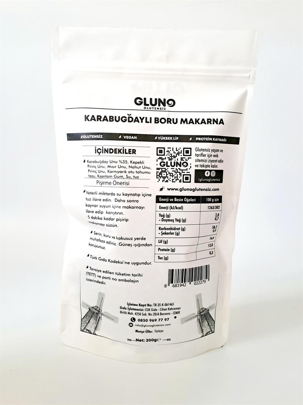 Gluno Glutensiz Karabuğdaylı Boru Makarna 200g