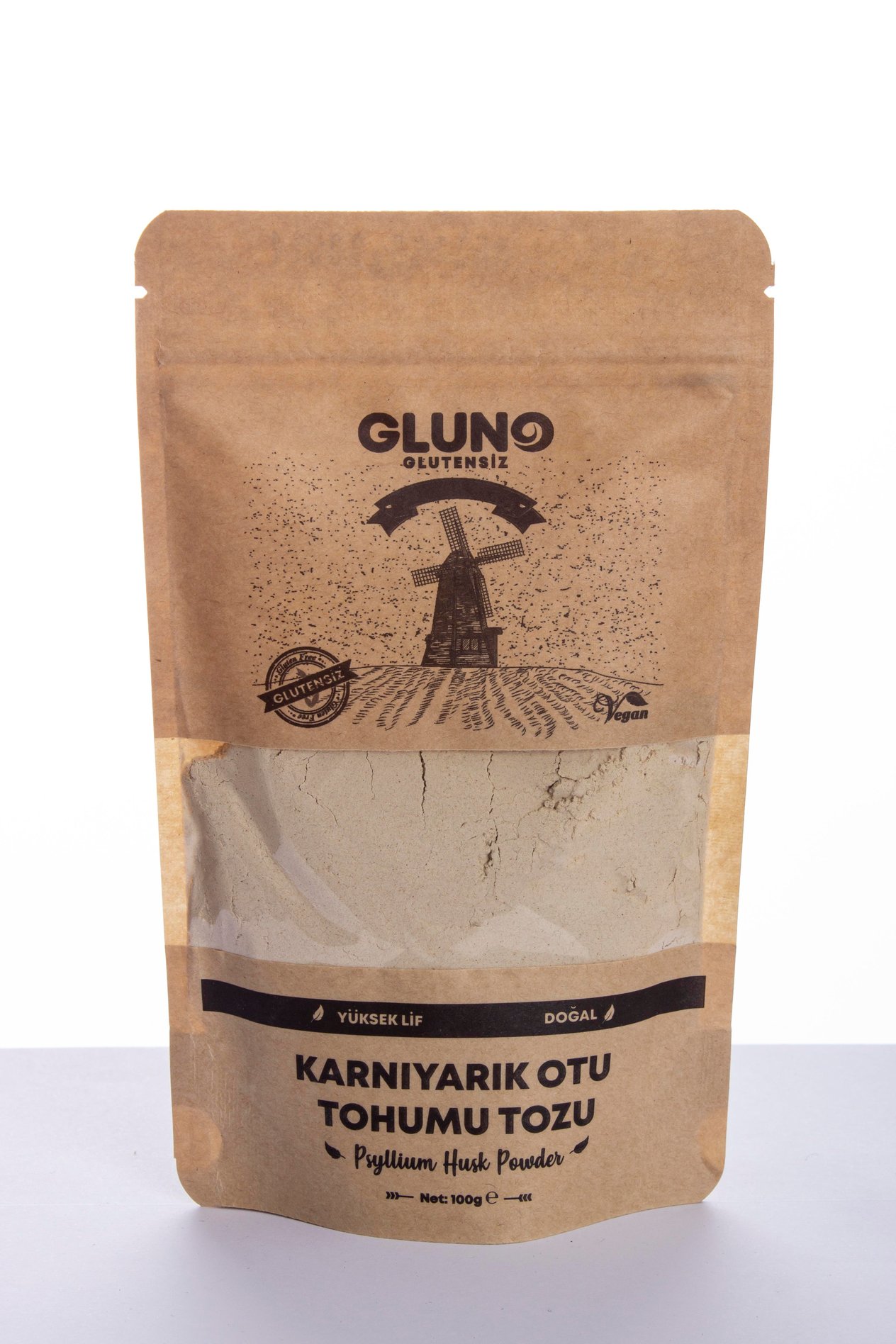 Gluno Glutensiz Karnıyarık Otu Tohumu Tozu - Psyllium  100g