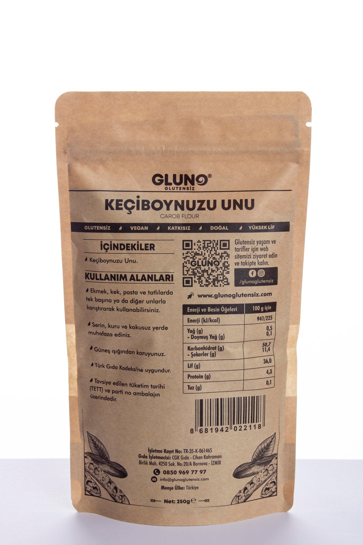 Gluno Glutensiz Keçiboynuzu Unu 250 gr
