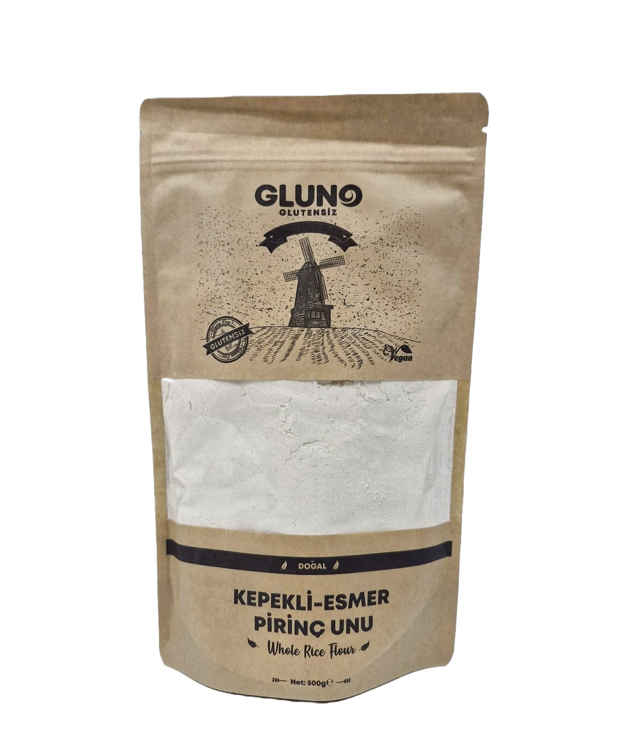 Gluno Glutensiz Kepekli-Esmer Pirinç Unu 500 gr