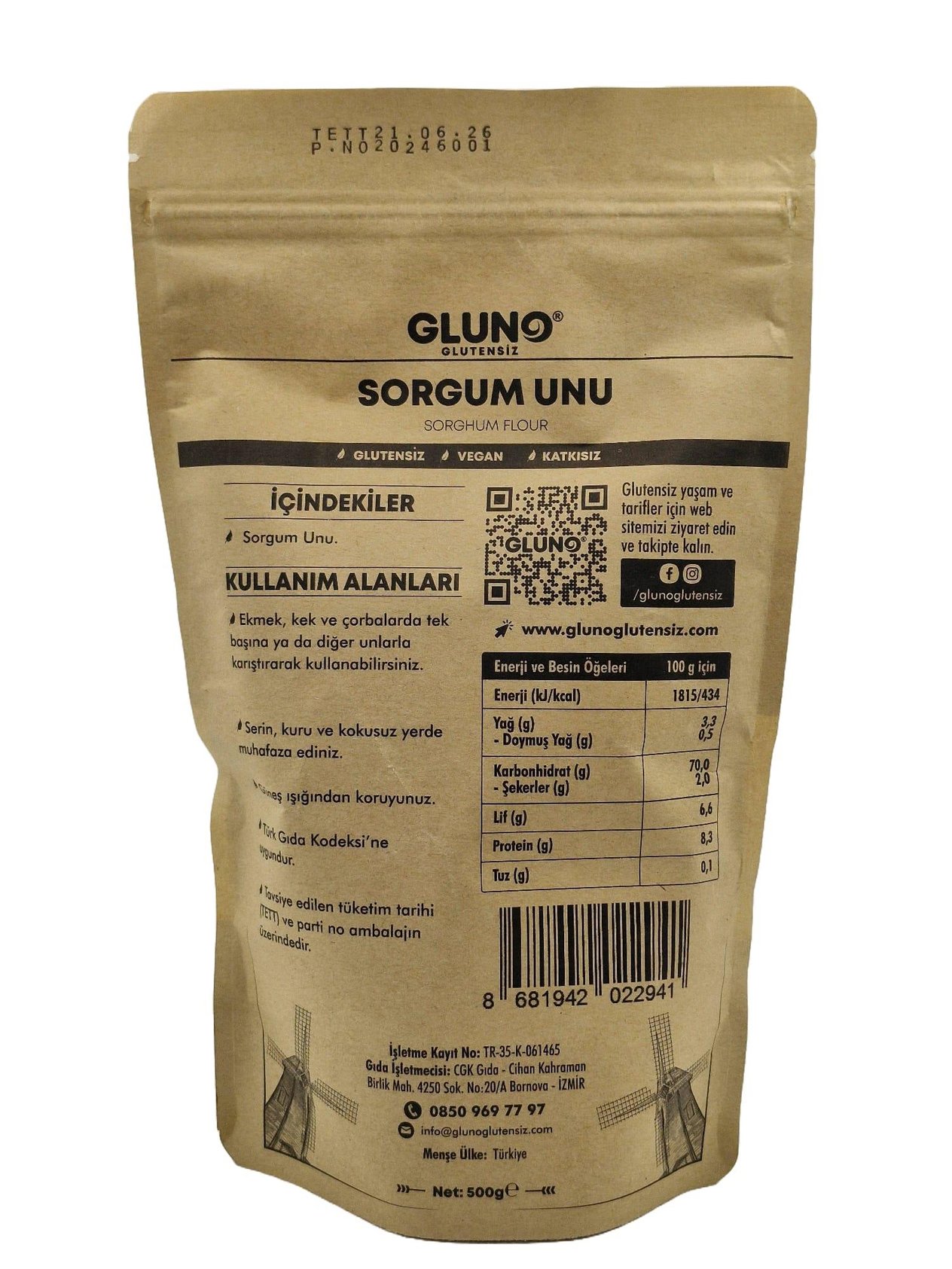 Gluno Glutensiz Sorgum Unu 500 gr