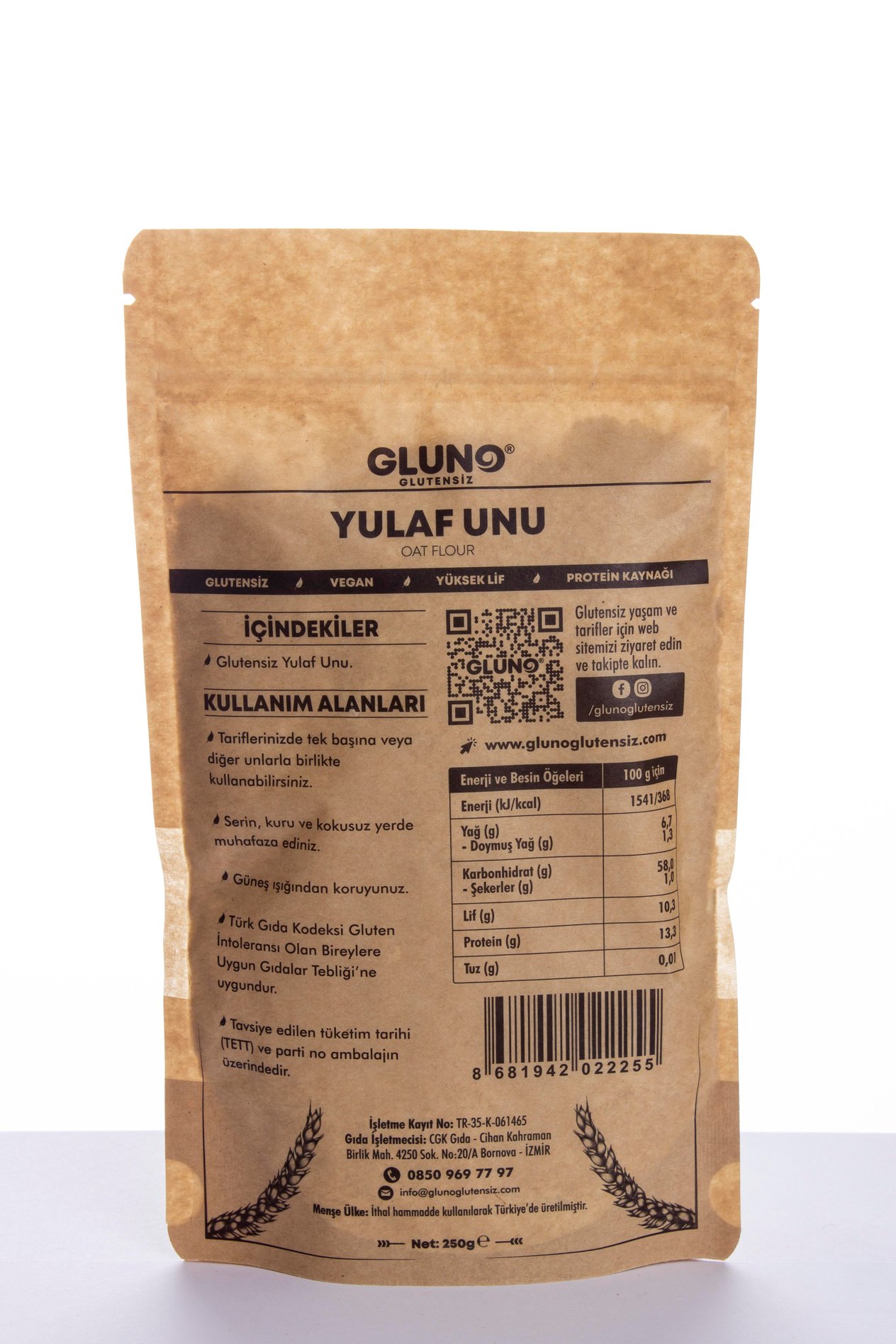 Gluno Glutensiz Yulaf Unu 250g