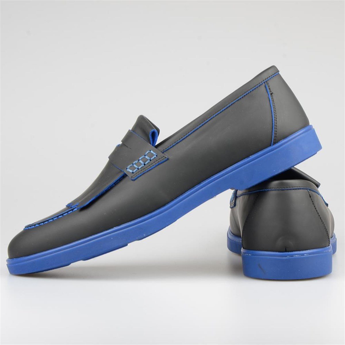 Dark Blue Men's Fringe Loafers Moccasins
