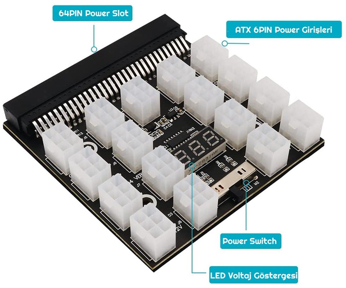 12 - 17 PIN ATX 6 PIN Breakout Board Adaptörü Güç Kaynağı Led Kesme Panosu