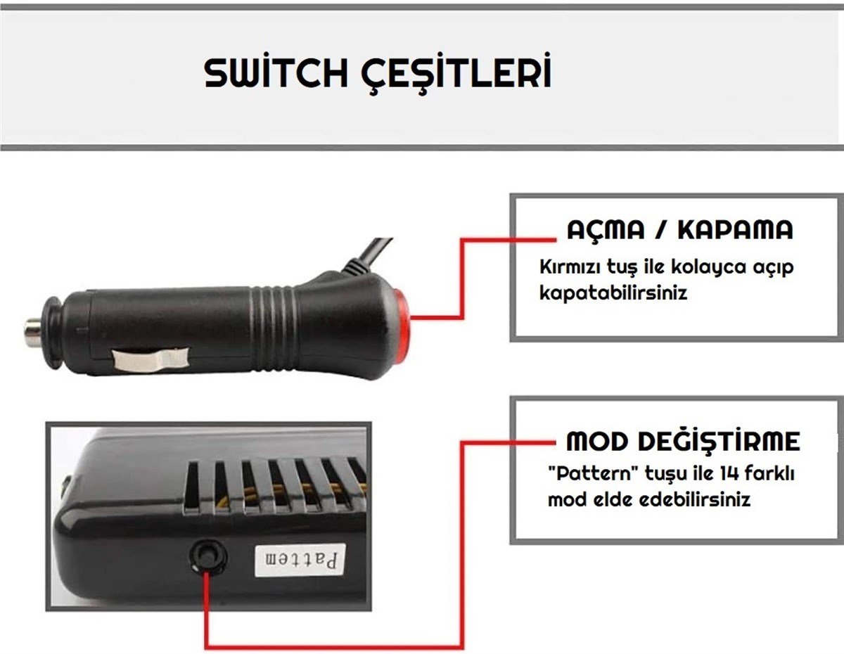 12V Çakmaklık Girişli Cam Içi Vantuzlu Polis Çakar Ledi Kırmızı Mavi Kırmızı 12 Ledli