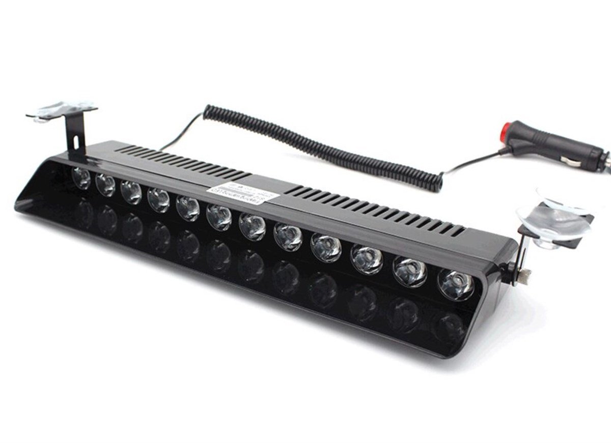 12V Çakmaklık Girişli Cam Içi Vantuzlu Polis Çakar Ledi Kırmızı Mavi Kırmızı 12 Ledli