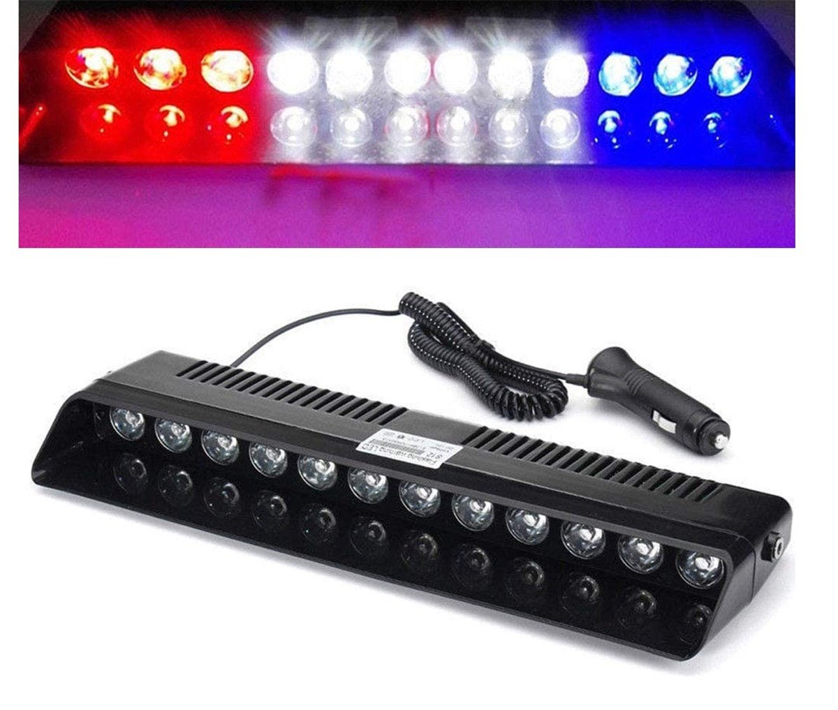 12V Çakmaklık Girişli Cam Içi Vantuzlu Polis Çakar Ledi Kırmızı Mavi Kırmızı 12 Ledli