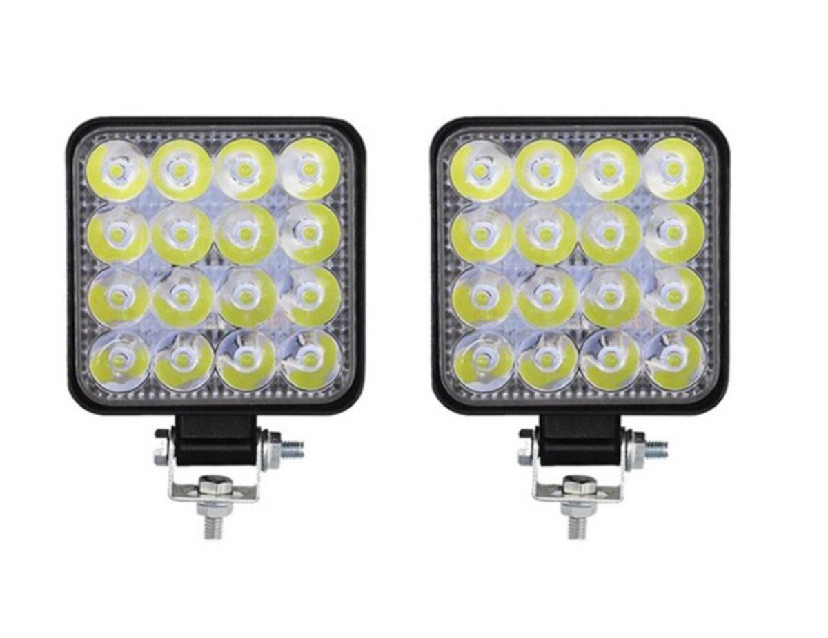 16 LED Kare Çalışma Lambası 110x110mm Off Road Traktör Tekne