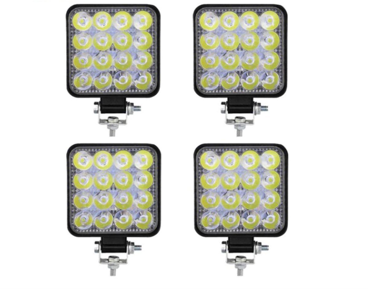 16 LED Kare Çalışma Lambası 110x110mm Off Road Traktör Tekne
