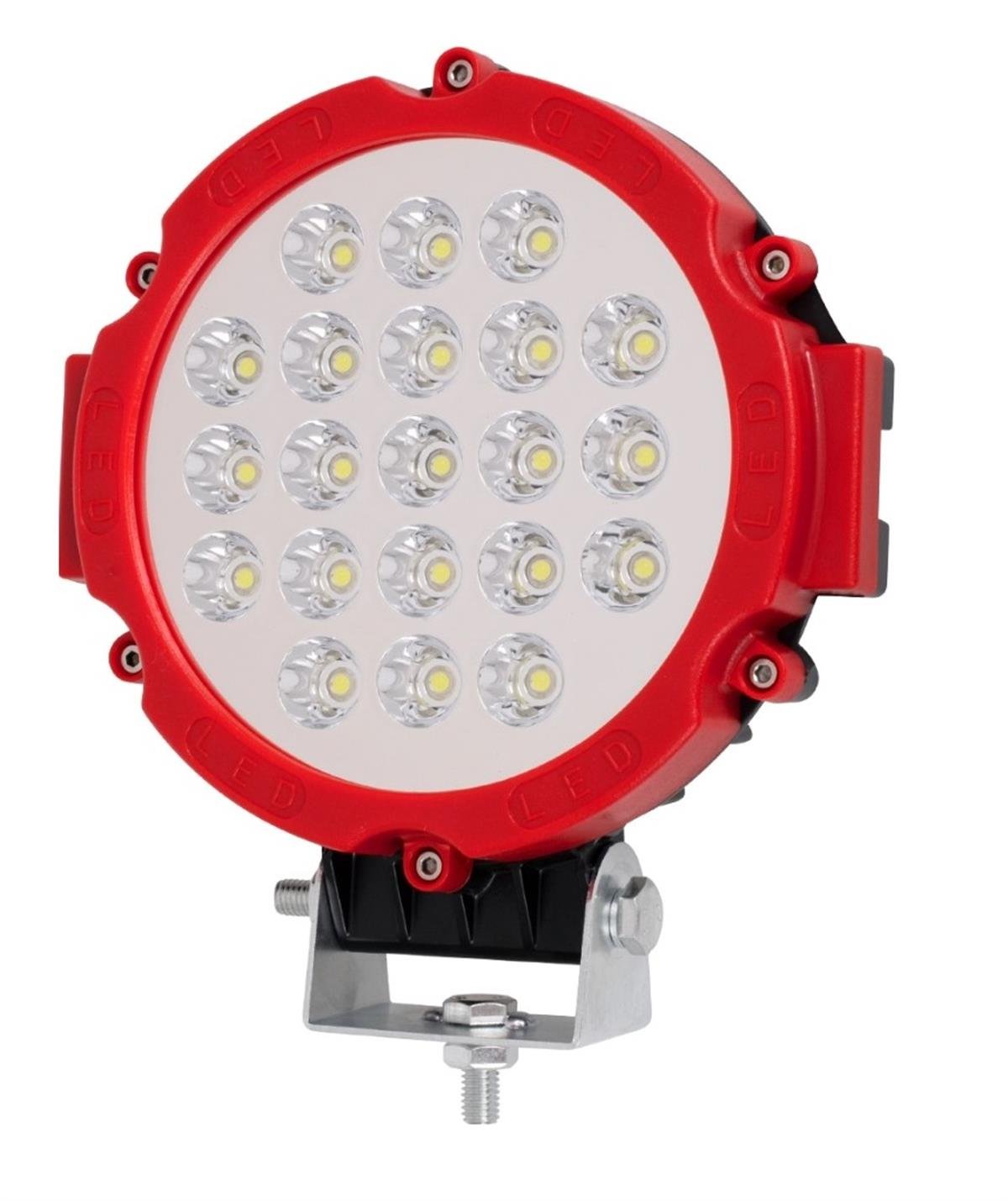 21 Ledli Kırmızı Çerçeve 63W Off Road Led Sis Farı Su Geçirmez 12V 24V Yuvarlak Çalışma Lambası