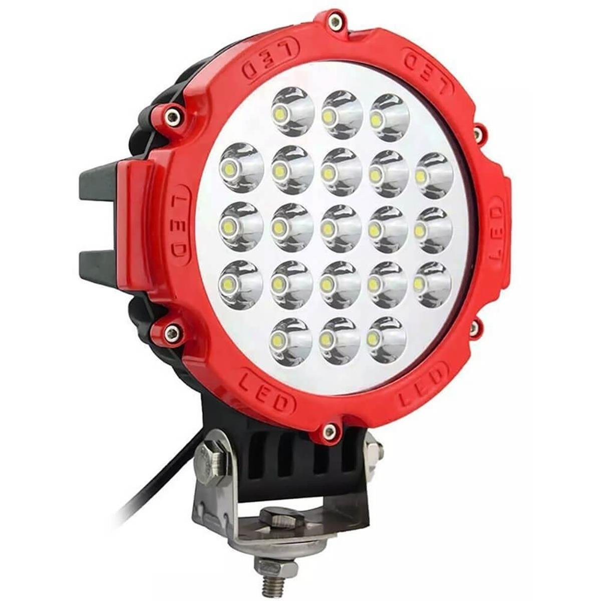 21 Ledli Kırmızı Çerçeve 63W Off Road Led Sis Farı Su Geçirmez 12V 24V Yuvarlak Çalışma Lambası