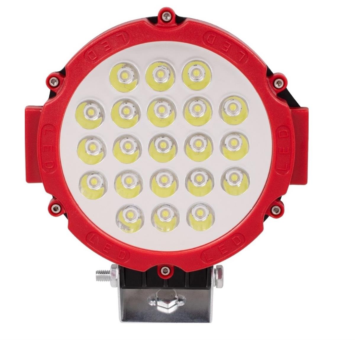 21 Ledli Kırmızı Çerçeve 63W Off Road Led Sis Farı Su Geçirmez 12V 24V Yuvarlak Çalışma Lambası