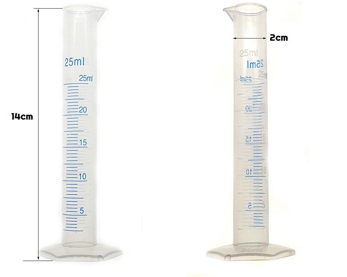 25ml ml Uzun Form Silindir Plastik Polipropilen Mezür Kabartma