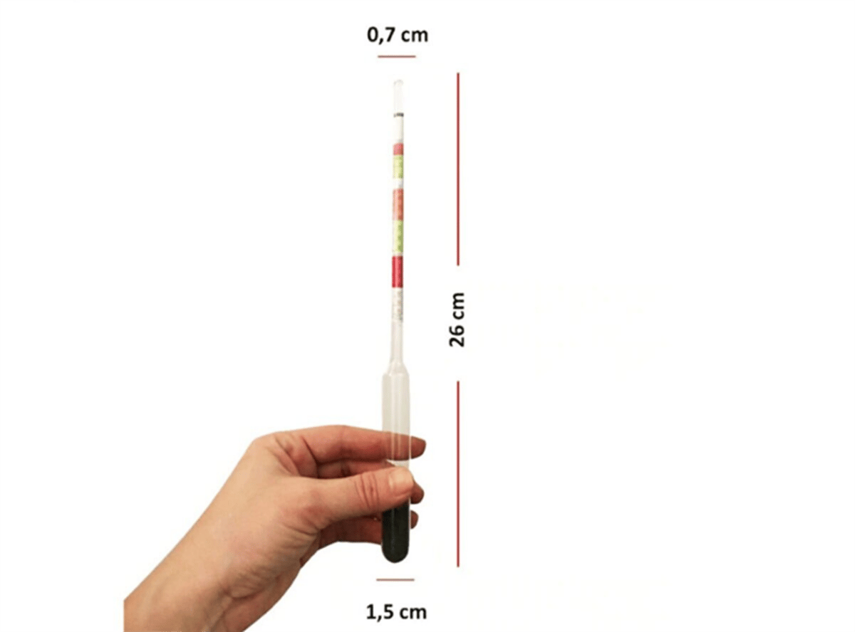 26Cm Üçlü Ölçek Hidrometre Fermante Alkol Ölçüm Cihazı