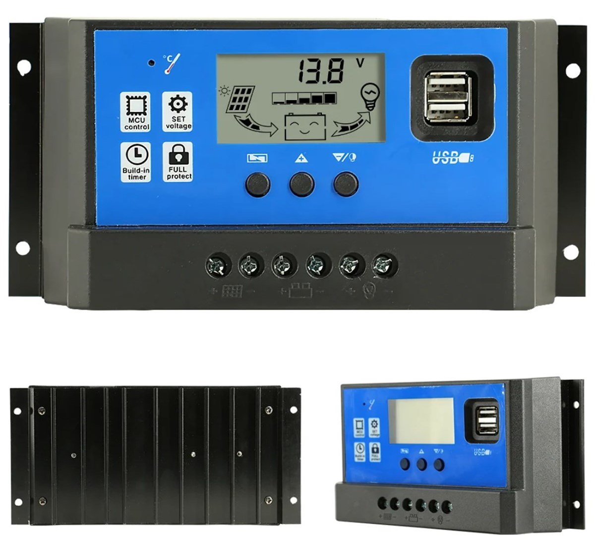 50A Solar Güneş Paneli Akü Şarj Kontrol Cihazı PWM 12v-24v Çift USB