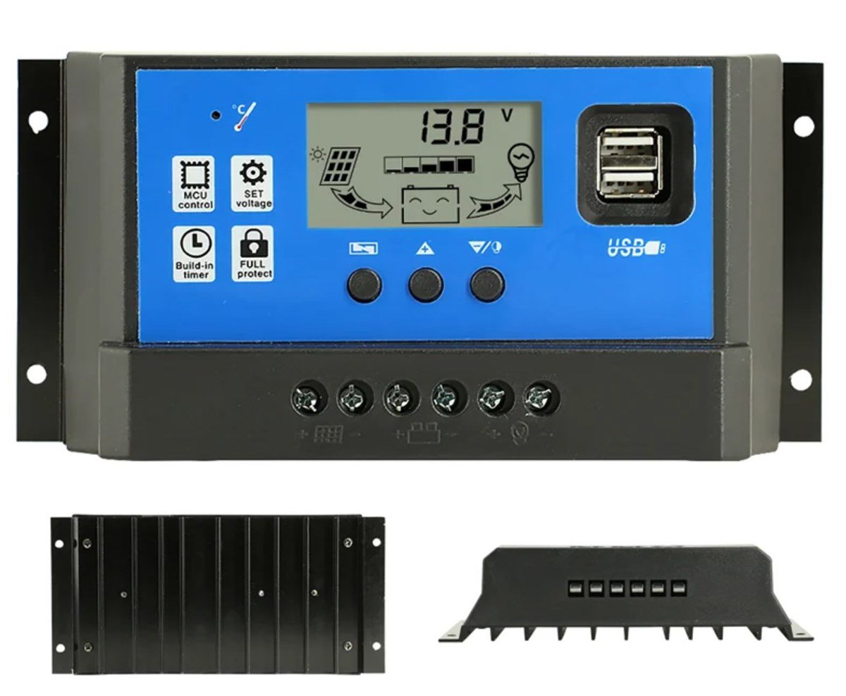 50A Solar Güneş Paneli Akü Şarj Kontrol Cihazı PWM 12v-24v Çift USB
