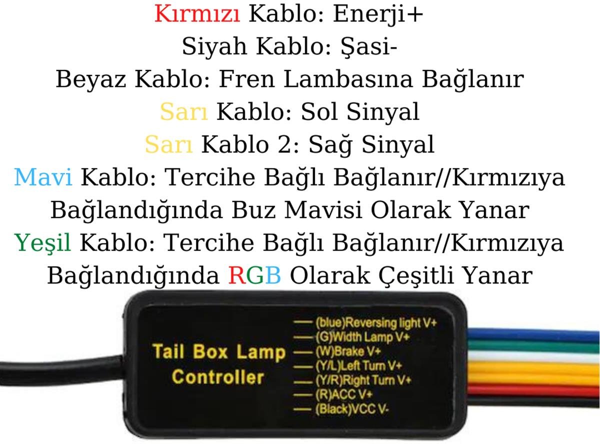 Bagaj Altı RGB Led Kayan Sinyalli 6 Fonksiyonlu Elastik Led 120 CM Selamlamalı Led