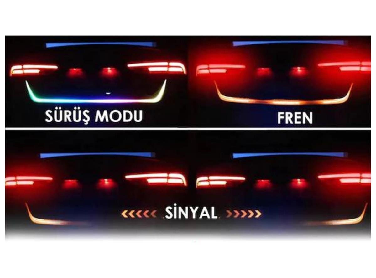 Bagaj Altı RGB Led Kayan Sinyalli 6 Fonksiyonlu Elastik Led 120 CM Selamlamalı Led