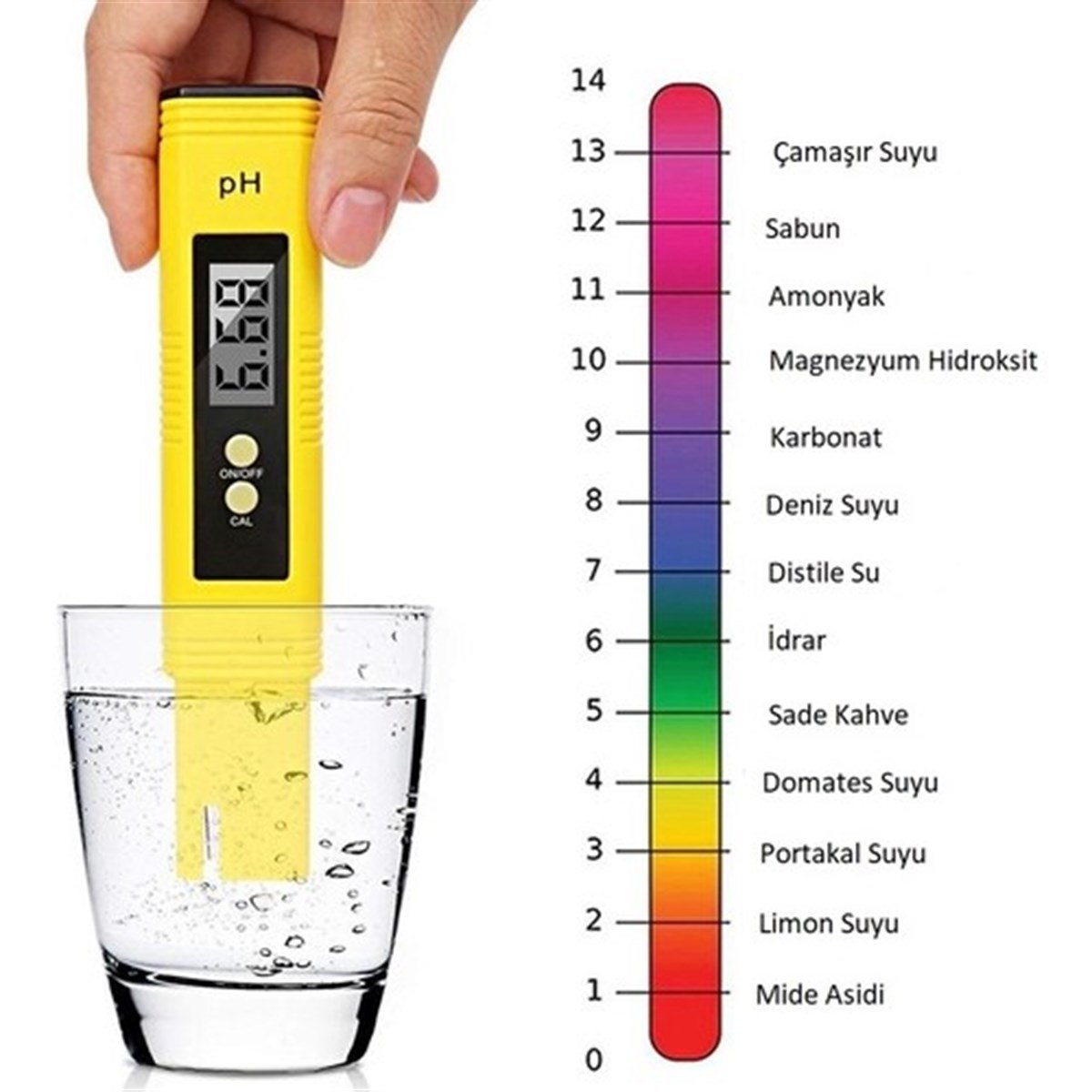 Dijital Ph Metre Su Sıvı Akvaryum Ph Ölçer Kalibrasyon