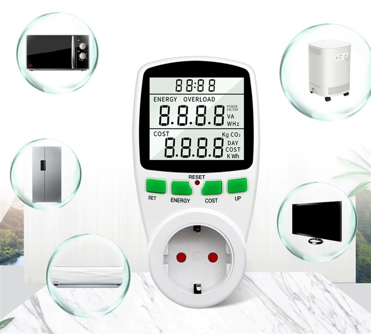 Dijital Wattmetre Enerji Sarfiyat Ölçer Tüketim Ölçer 220V Priz 16A  3680W