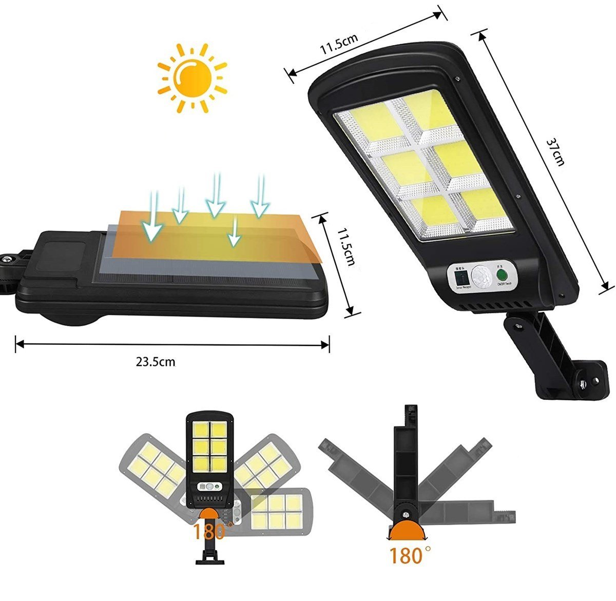 Hareket Sensörlü 120 LED Solar Bahçe Lambası 3 Modlu Dış Mekan Aydınlatma