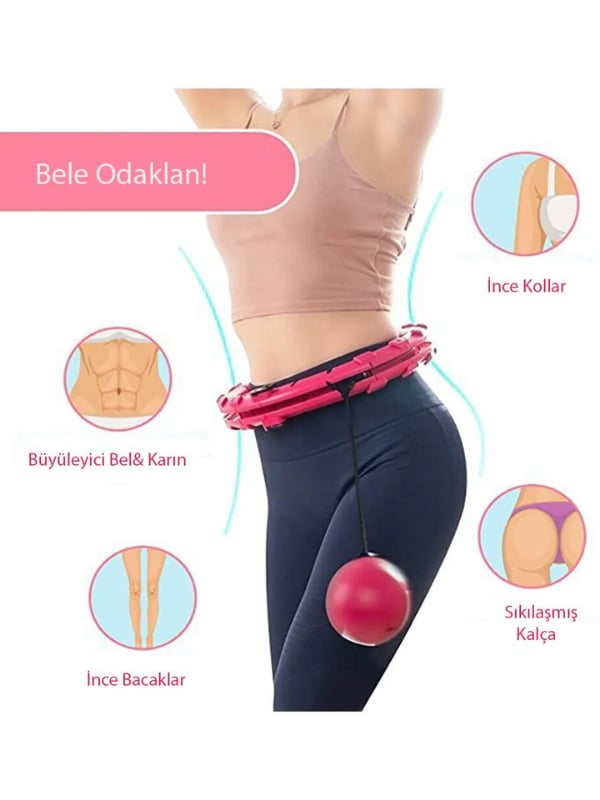 Hula Hoop Egzersiz Çemberi - Egzersiz Halkası - Ağırlıklı - Bel Bölgesi Ayarlanabilir - Hulahop