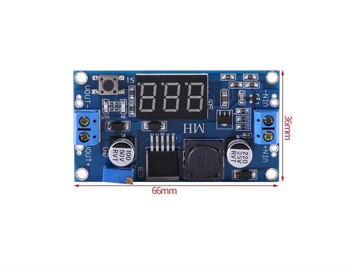 LED Voltmetreli LM2596 3A DC-DC Ayarlanabilir Voltaj Düşürücü