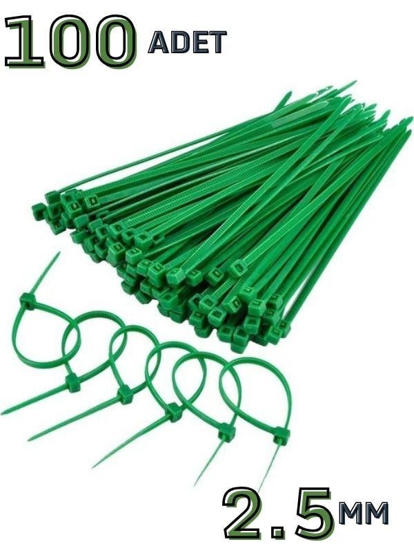 Plastik Kablo Bağı - Yeşil - 2,5mmx100mm-cırt Kelepçe (100 Adet)