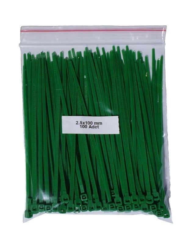 Plastik Kablo Bağı - Yeşil - 2,5mmx100mm-cırt Kelepçe (100 Adet)
