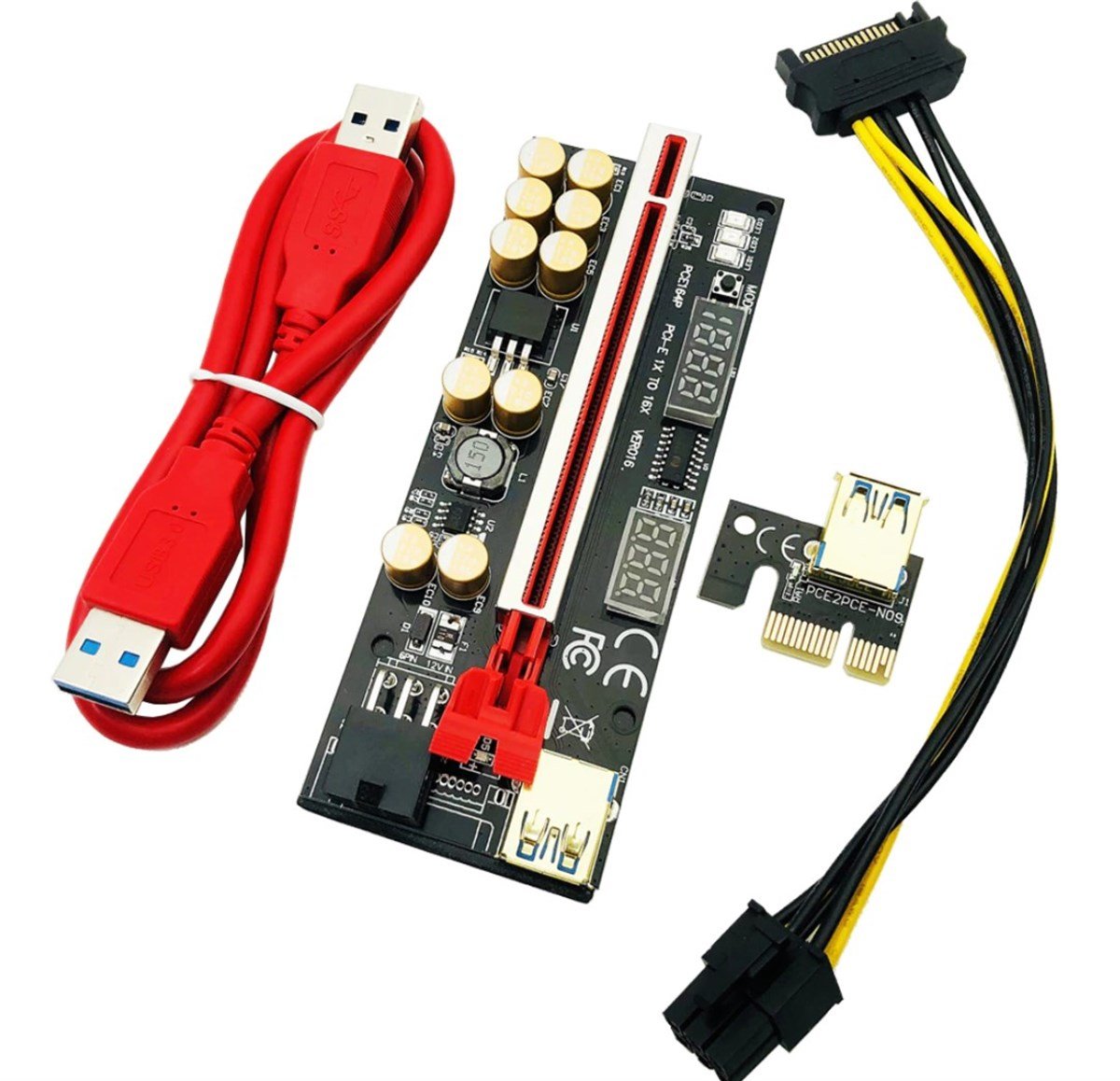 Riser V016 Voltaj Regülatörlü 10 Kapasitör Ekran Kartı Yükseltici PCI-E x16