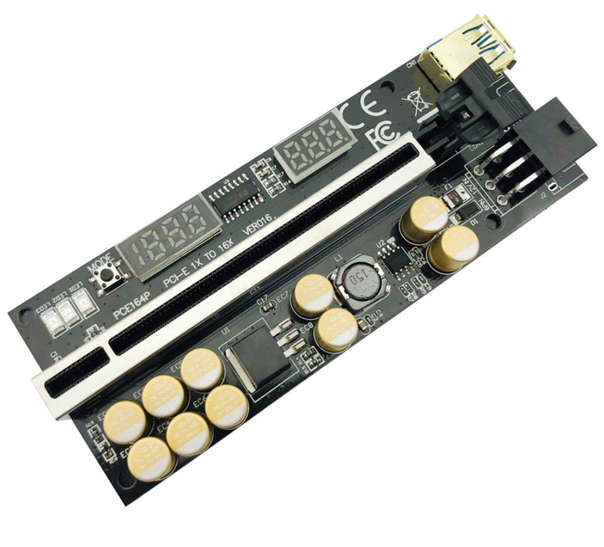 Riser V016 Voltaj Regülatörlü 10 Kapasitör Ekran Kartı Yükseltici PCI-E x16